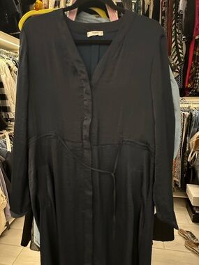 Mango Navy Long Sleeve Midi Dress